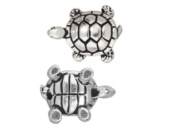 TierraCast Turtle Beads - Antiqued Silver Plated (ten)