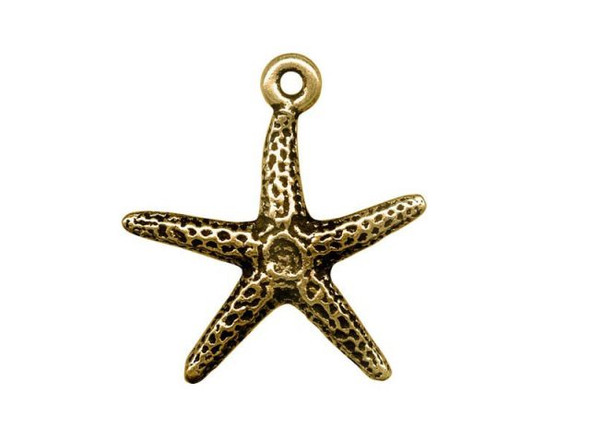 TierraCast Antiqued Gold Plated Britannia Pewter Charm, Cast, Starfish (10 Pieces)