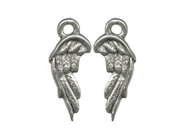 Antiqued Pewter Plated Charm, Cast, Wing, Small (10 Pieces)