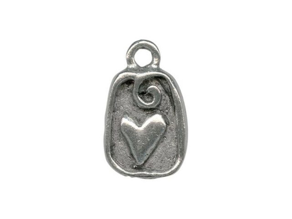 Antiqued Pewter Plated Charm, Cast, Tablet with Heart (10 Pieces)