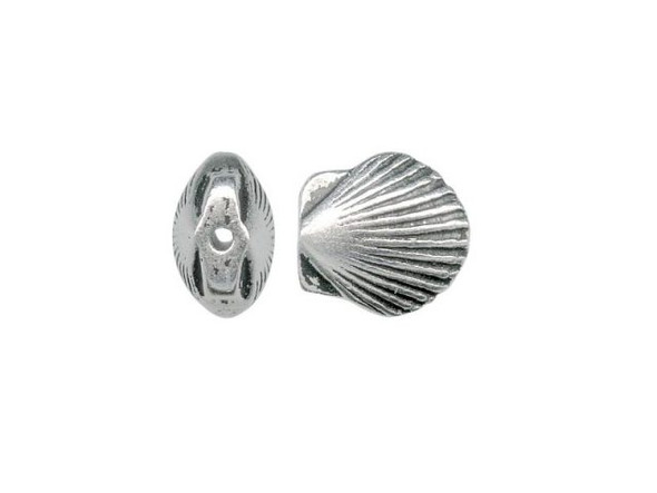 TierraCast Small Shell Bead - Antiqued Silver Plated (10 Pieces)