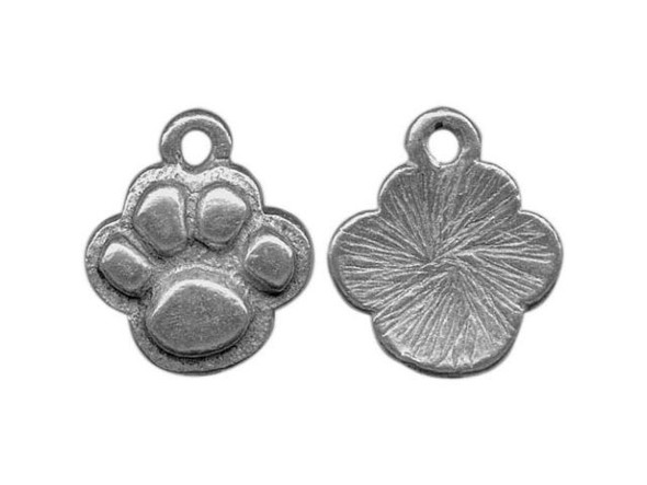 Antiqued Pewter Plated Charm, Cast, Paw Print, 3-D (10 Pieces)