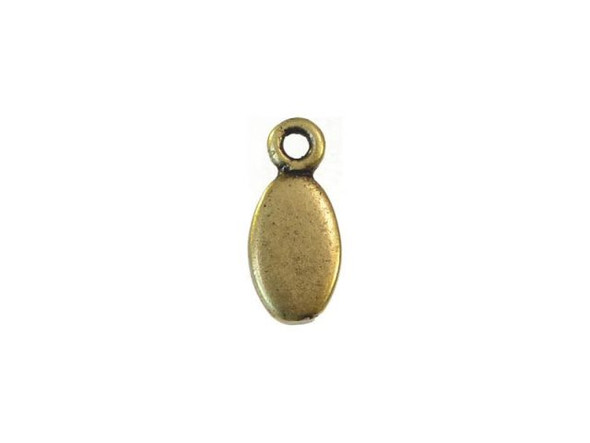 JBB Findings Antiqued Brass Plated Oval Tag Charm with Loop (Each)