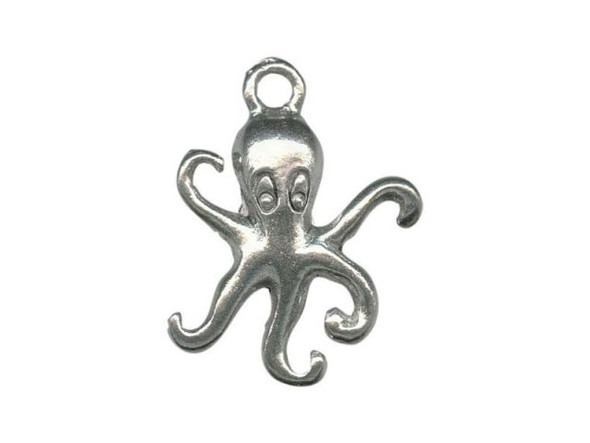 Antiqued Pewter Plated Charm, Cast, Octopus (10 Pieces)