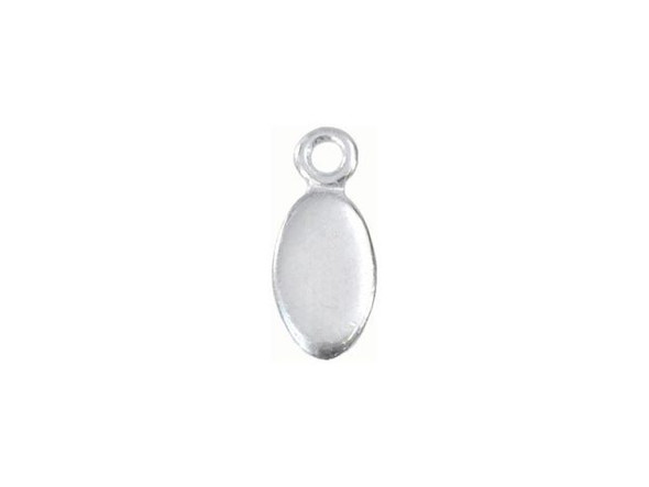 JBB Findings Silver Plated Oval Tag Charm with Loop (Each)