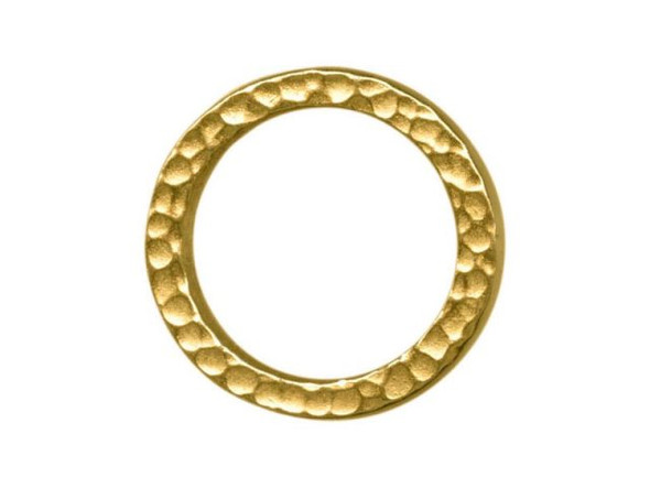 TierraCast Gold Plated Jewelry Link, Cast, Round Hammertone 19mm (10 Pieces)