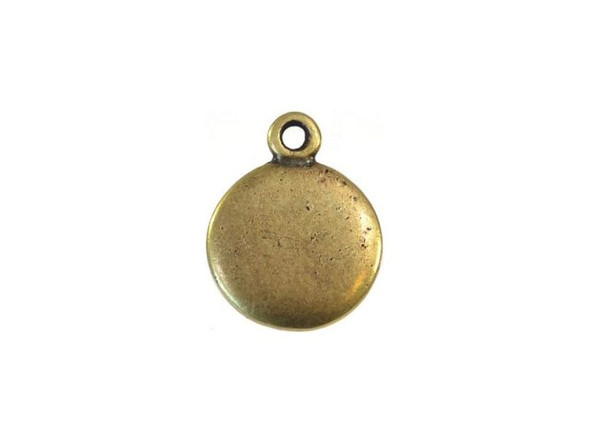 JBB Findings Antiqued Brass Plated Round Tag Charm with Loop (Each)