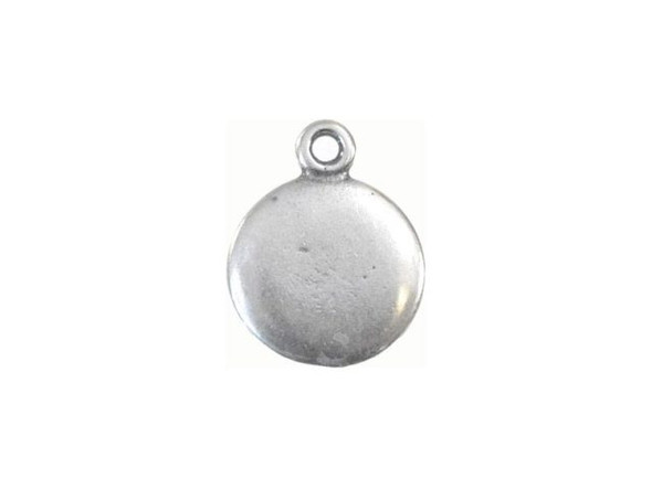 JBB Findings Antiqued Silver Plated Round Tag Charm with Loop (Each)
