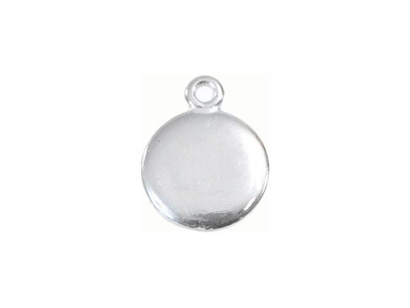 JBB Findings Silver Plated Round Tag Charm with Loop (Each)