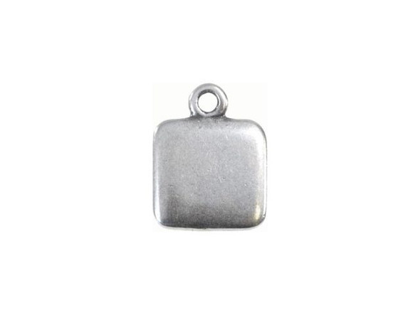 JBB Findings Antiqued Silver Plated Square Tag Charm with Loop (Each)