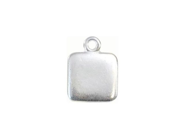 JBB Findings Silver Plated Square Tag Charm with Loop (Each)