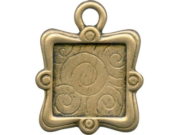 JBB Findings Cast Pewter Charm, Frame, Square, Clearance,Antiqued Brass Plated (Each)