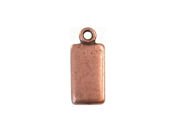 JBB Findings Antiqued Copper Plated Rectangle Tag Charm with Loop (Each)