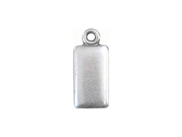 JBB Findings Antiqued Silver Plated Rectangle Tag Charm with Loop (Each)
