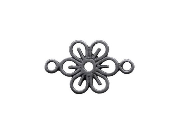 JBB Findings Gunmetal Jewelry Connector, Filigree Flower, 2 Loop (Each)