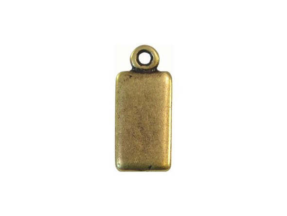 JBB Findings Antiqued Brass Plated Rectangle Tag Charm with Loop (Each)