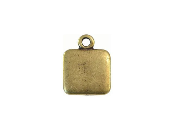 JBB Findings Antiqued Brass Plated Square Tag Charm with Loop (Each)