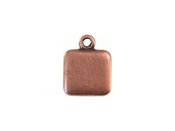 JBB Findings Antiqued Copper Plated Square Tag Charm with Loop (Each)