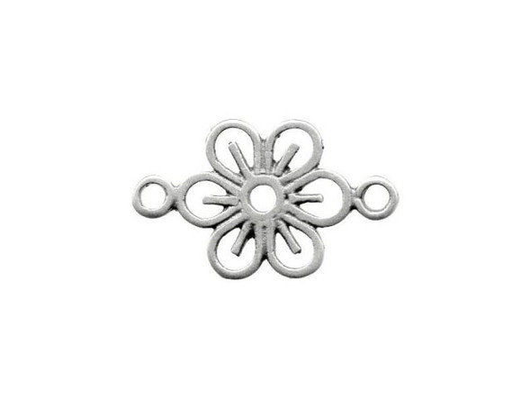 JBB Findings Antiqued Silver Plated Jewelry Connector, Filigree Flower, 2 Loop (Each)