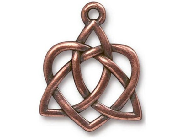 TierraCast 21mm Open Heart Celtic Knot Charm - Antiqued Copper Plated (Each)