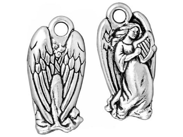 TierraCast Antiqued Silver Plated Britannia Pewter Charm, Angel (10 Pieces)