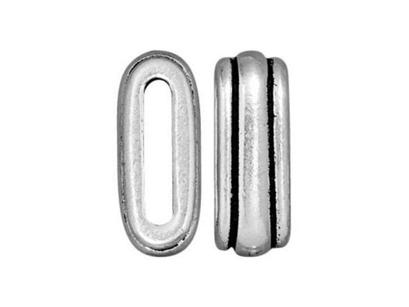 TierraCast Deco Slide Bead, 12x2mm Hole, Antique Silver Plate (10 Pieces)