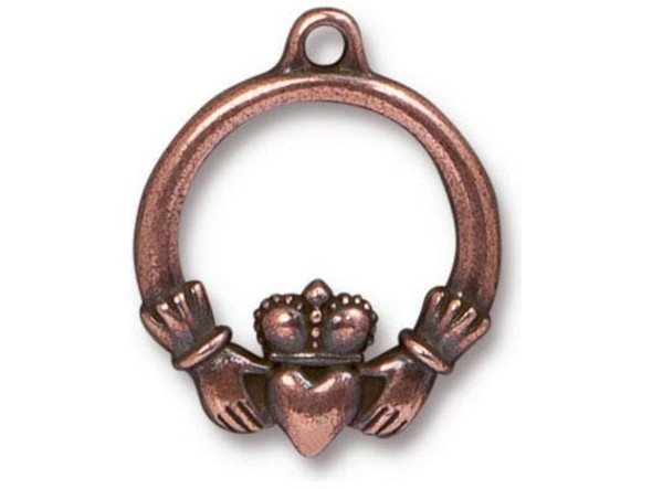 TierraCast 20mm Claddagh Charm - Antiqued Copper Plated Charm (Each)