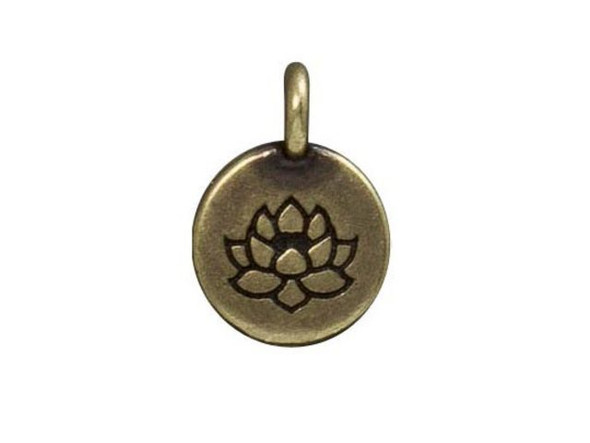 TierraCast Antiqued Brass Plated Lotus Charm (Each)