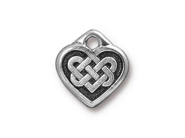 TierraCast Antiqued Silver Plated Charm, Small Celtic Heart (Each)