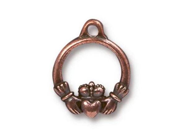 TierraCast 15mm Claddagh Charm - Antiqued Copper Plated (Each)