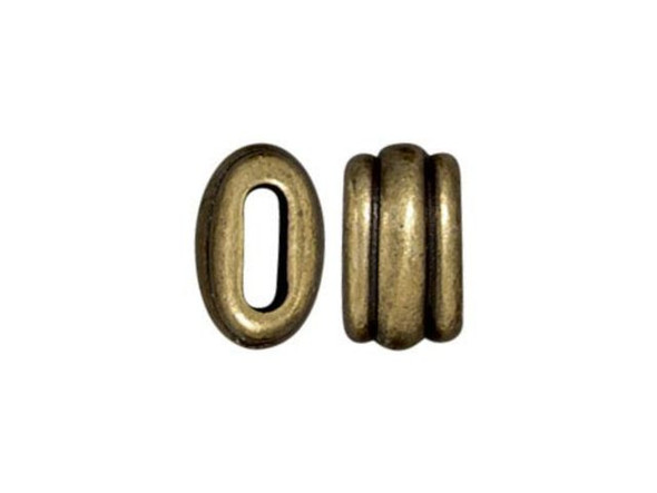 TierraCast Deco Barrel Beads, 6x2mm Hole - Antiqued Brass Plated (ten)