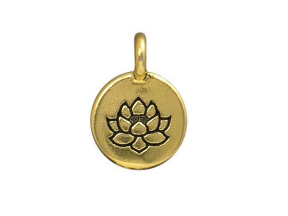 TierraCast Antiqued Gold Plated Lotus Charm (Each)