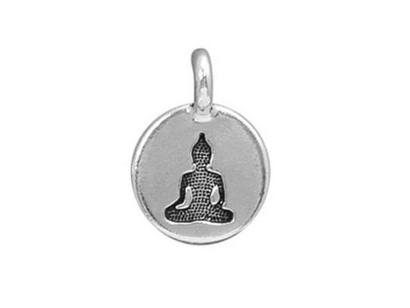 TierraCast Antiqued Silver Plated Buddha Charm (Each)