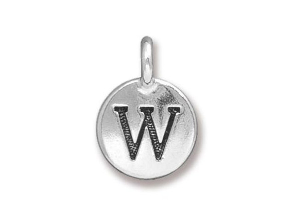 TierraCast Antiqued Silver Plated W Letter Charm (Each)