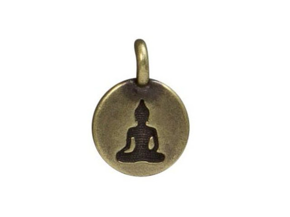 TierraCast Antiqued Brass Plated Buddha Charm (Each)