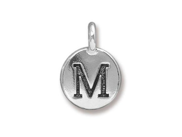 TierraCast Antiqued Silver Plated M Letter Charm (Each)