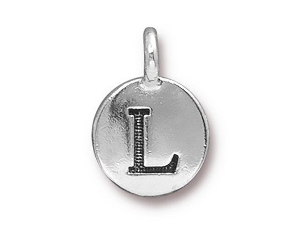 TierraCast Antiqued Silver Plated L Letter Charm (Each)