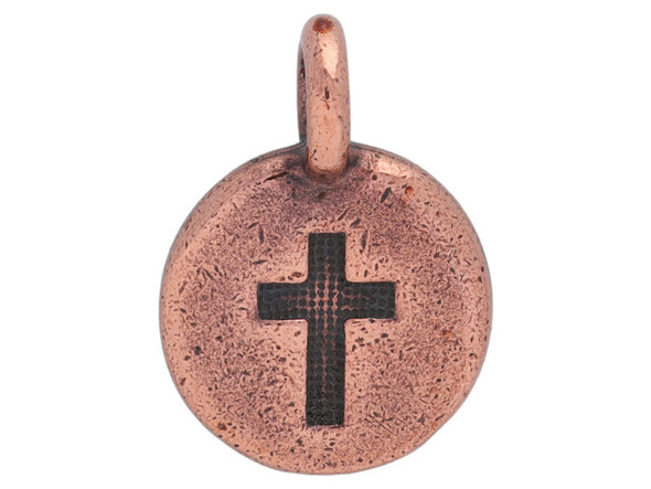 TierraCast Antiqued Copper Plated Cross Charm (Each)