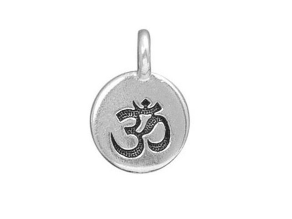 TierraCast Antiqued Silver Plated Om Charm (Each)