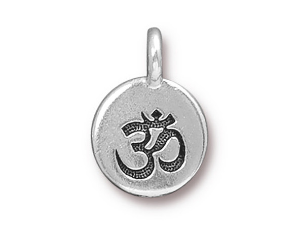 TierraCast Antiqued Silver Plated Om Charm (Each)