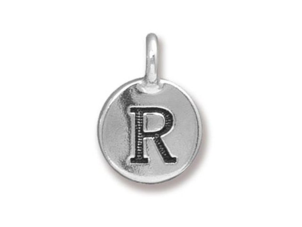 TierraCast Antiqued Silver Plated R Letter Charm (Each)