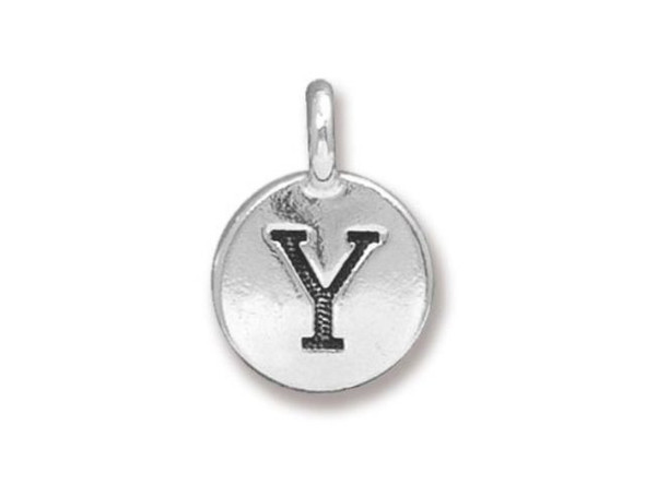 TierraCast Antiqued Silver Plated Y Letter Charm (Each)