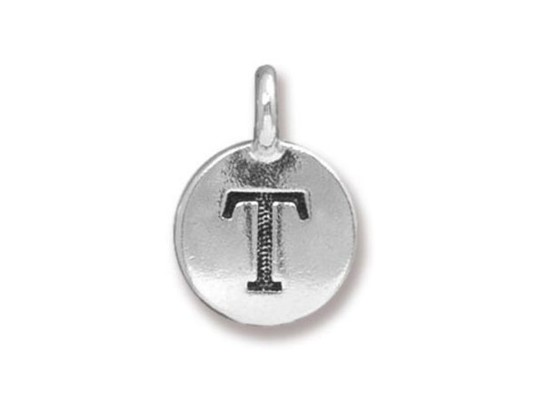 TierraCast Antiqued Silver Plated T Letter Charm (Each)