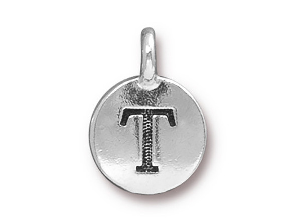 TierraCast Antiqued Silver Plated T Letter Charm (Each)