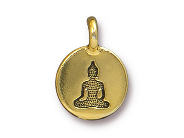 TierraCast Antiqued Gold Plated Buddha Charm (Each)