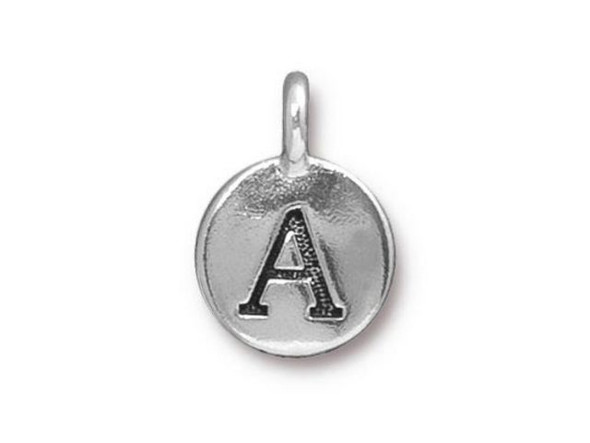 TierraCast Antiqued Silver Plated A Letter Charm (Each)