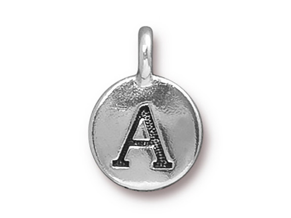 TierraCast Antiqued Silver Plated A Letter Charm (Each)