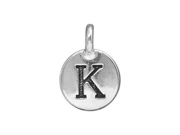 TierraCast Antiqued Silver Plated K Letter Charm (Each)