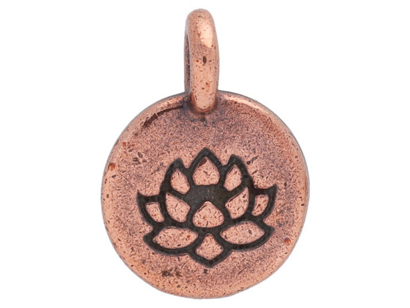 TierraCast Antiqued Copper Plated Lotus Charm (Each)
