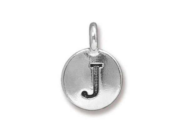 TierraCast Antiqued Silver Plated J Letter Charm (Each)